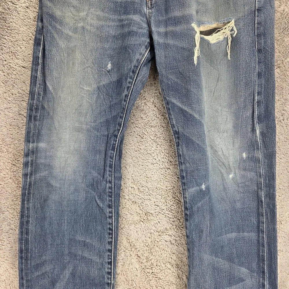 Neighborhood Jeans Mens Blue Selvedge Straight Thrashed Honeycomb Fits 31x26